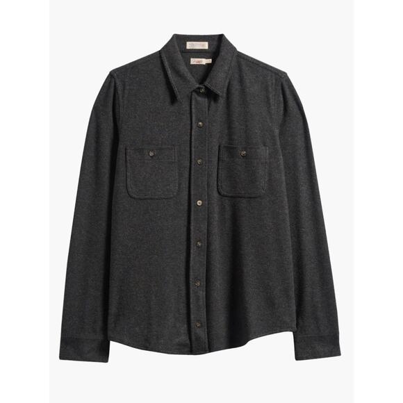 Faherty Legend Sweater Shirt Double Pocket Heathered Black Twill Womens XL Gorp - Picture 3 of 14